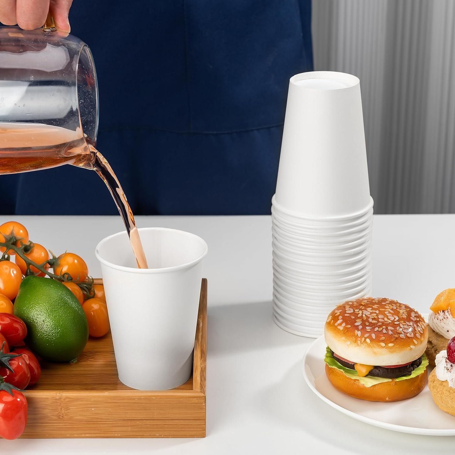 Wholesale 12 oz Disposable Paper Coffee Cups 300 Pack White Thickened Hot Design for Cafes Bistros Parties Events Factory