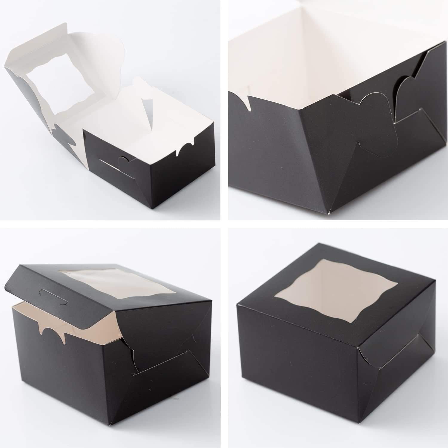 Wholesale 100 Pack 4x4x2.5 Inch Black Paper Bakery Boxes with Window for Cookies Pastries Cupcakes Desserts Donuts Candy Treats Factory Wholesale 100 Pack 4x4x2.5 Inch Black Paper Bakery Boxes with Window for Cookies Pastries Cupcakes Desserts Donuts Candy Treats Factory