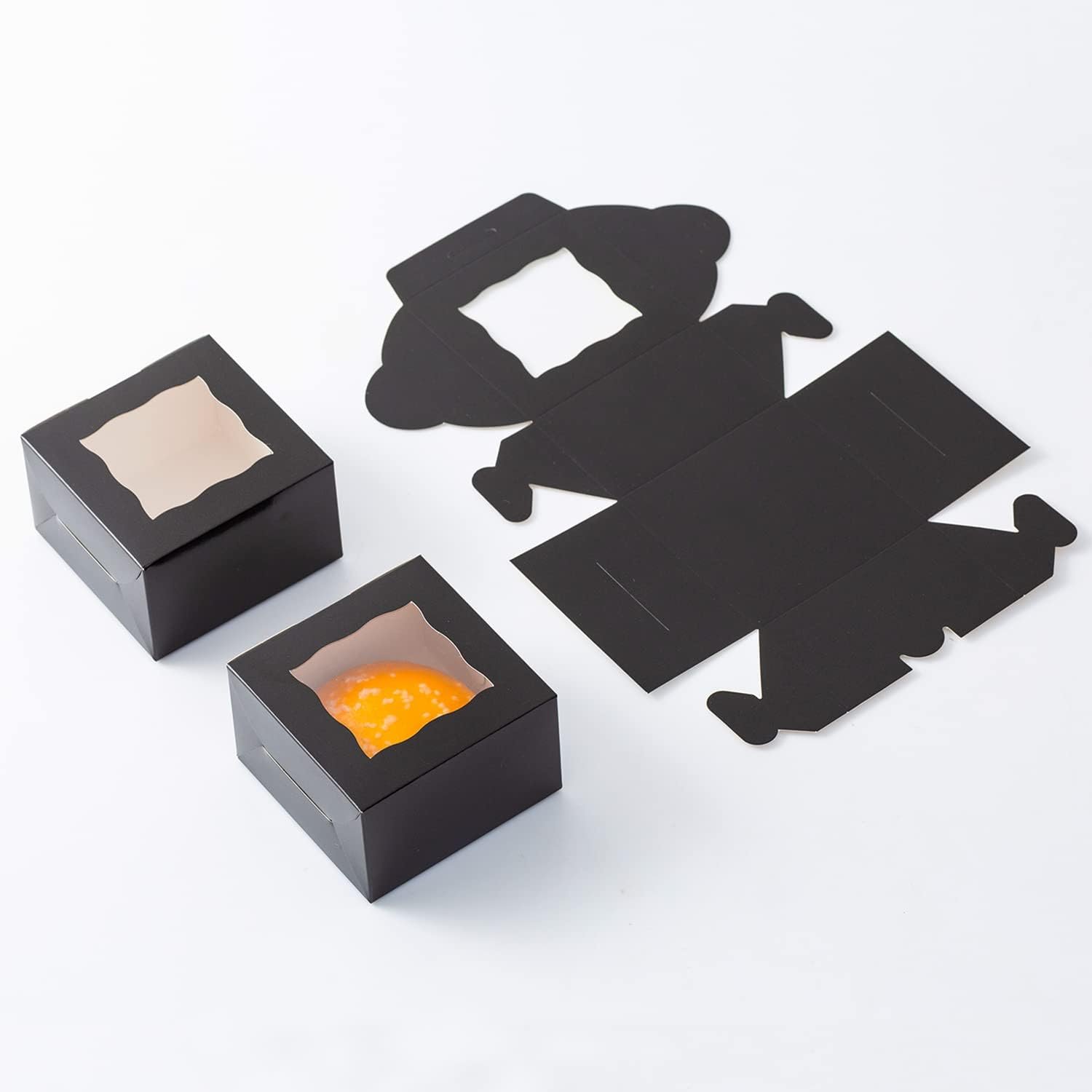 Wholesale 100 Pack 4x4x2.5 Inch Black Paper Bakery Boxes with Window for Cookies Pastries Cupcakes Desserts Donuts Candy Treats Factory Wholesale 100 Pack 4x4x2.5 Inch Black Paper Bakery Boxes with Window for Cookies Pastries Cupcakes Desserts Donuts Candy Treats Factory