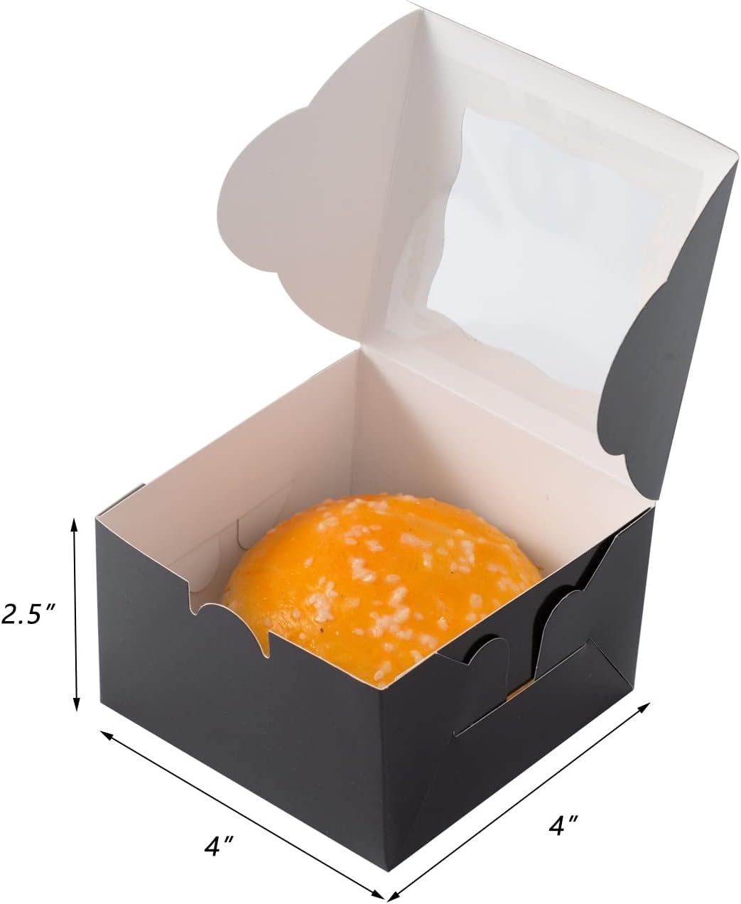 Wholesale 100 Pack 4x4x2.5 Inch Black Paper Bakery Boxes with Window for Cookies Pastries Cupcakes Desserts Donuts Candy Treats Factory Wholesale 100 Pack 4x4x2.5 Inch Black Paper Bakery Boxes with Window for Cookies Pastries Cupcakes Desserts Donuts Candy Treats Factory