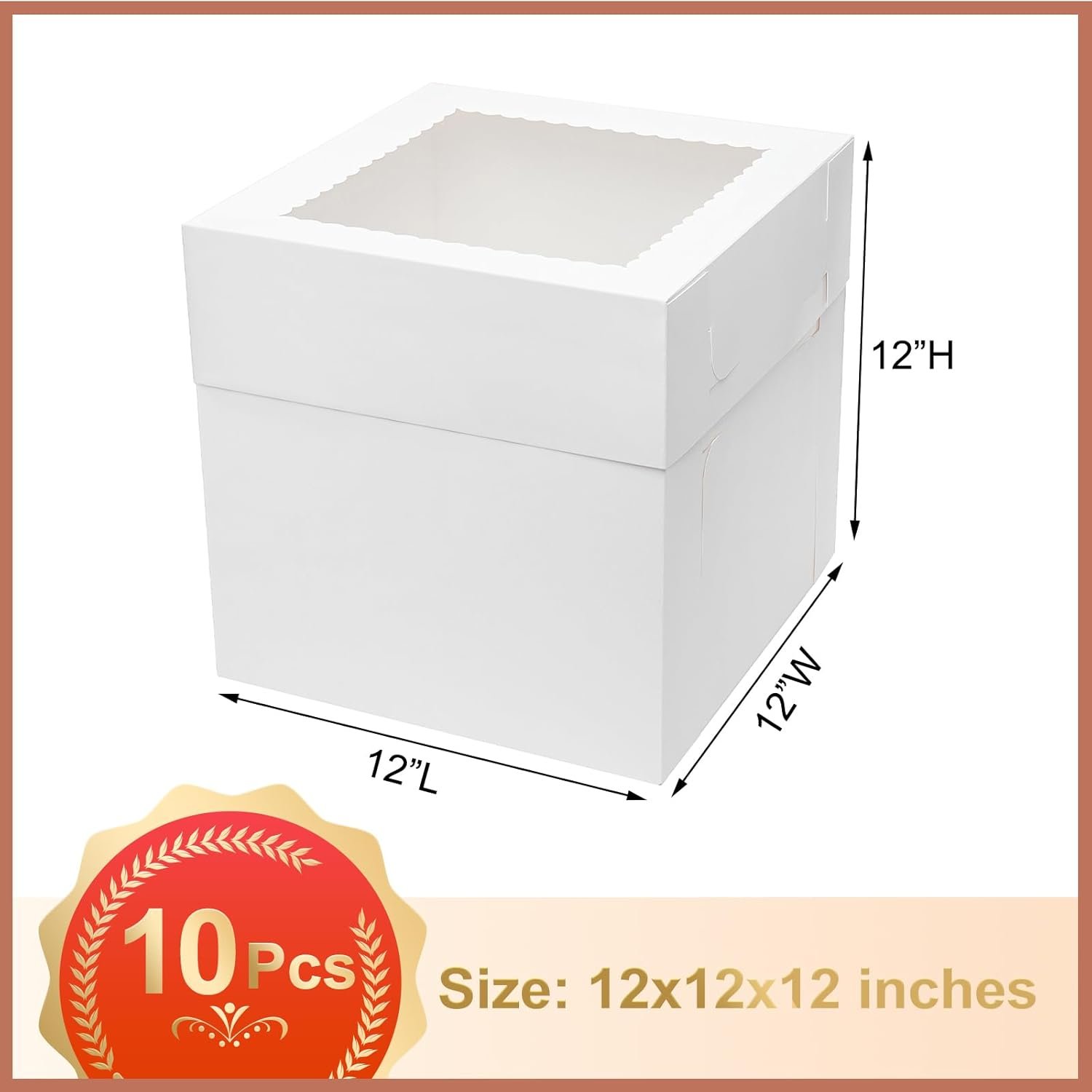 Wholesale 10pcs 12x12x12 Inch Tall Cake Boxes with Window Lids Disposable White Cardboard Bakery Containers for Tiered Cakes Weddings Birthdays Parties Factory