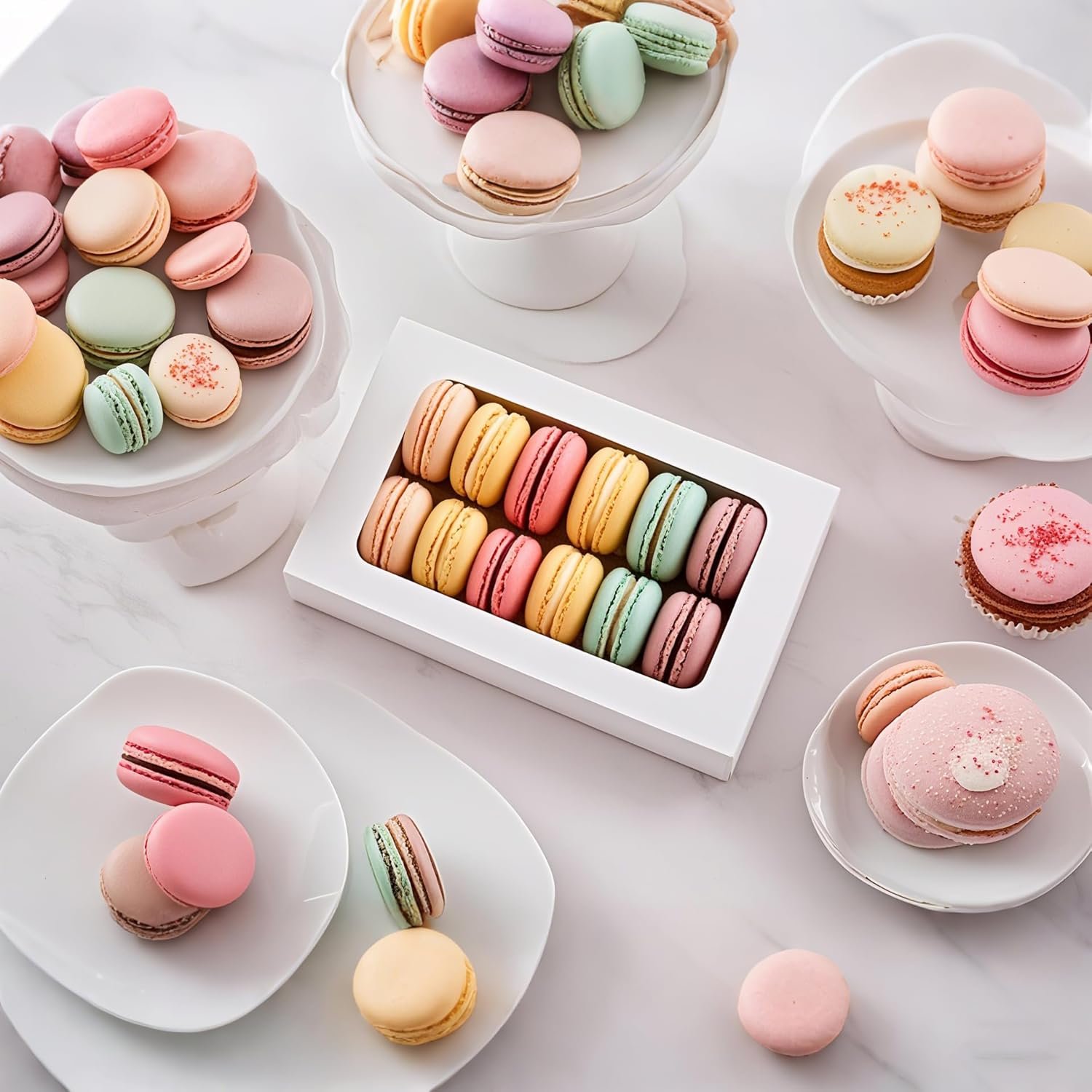 Wholesale 20-Pack 12-Compartment Macaron Boxes Clear Window Drawer Design Chocolate Covered Strawberry Truffle Dessert Gift Display Factory