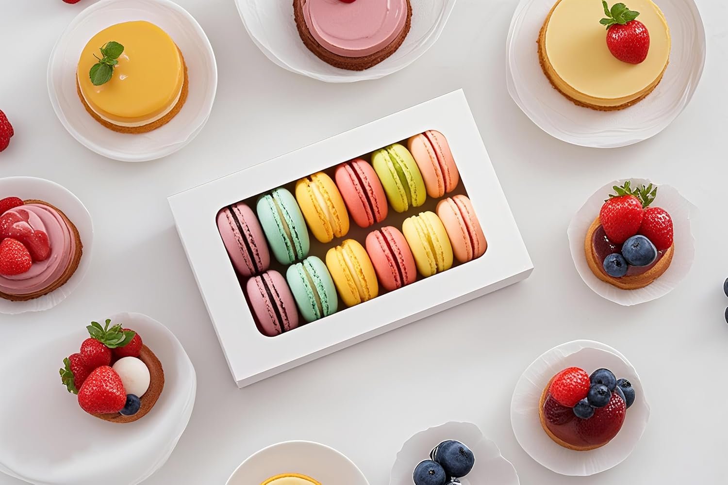 Wholesale 20-Pack 12-Compartment Macaron Boxes Clear Window Drawer Design Chocolate Covered Strawberry Truffle Dessert Gift Display Factory
