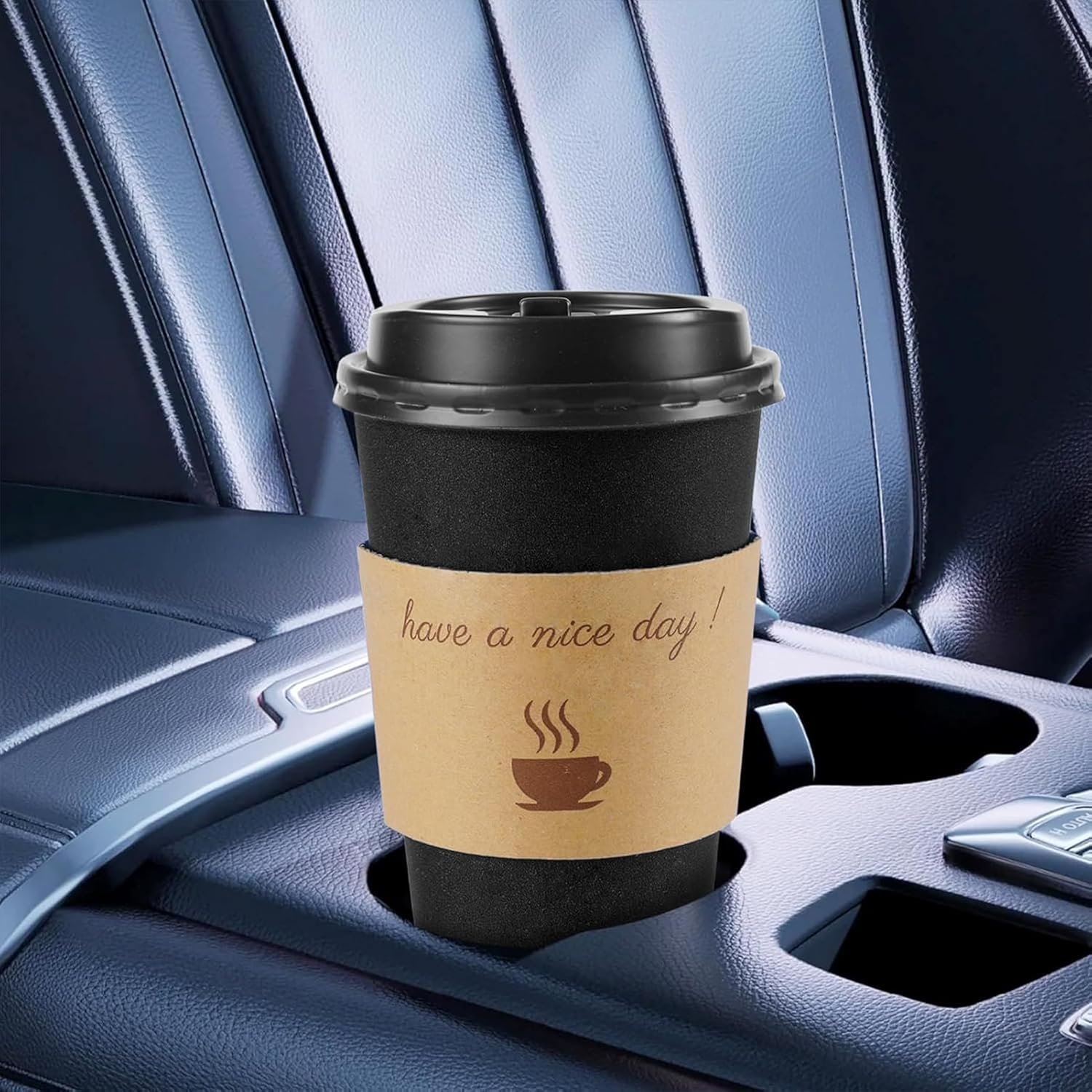 Wholesale 100 Pack 16oz Disposable Paper Coffee Cups with Lids Sleeves Stirrers for Hot Cold Drinks Black Factory