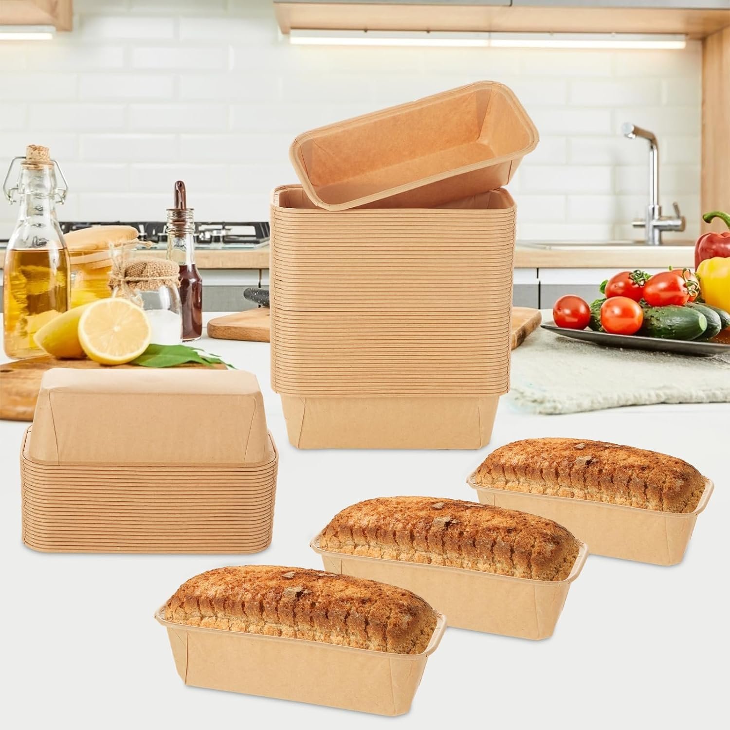 Wholesale 100 Pack 6.1x2.1x2 Inch Rectangle Kraft Paper Loaf Pans Disposable Baking Molds Microwave Freezer Safe Grease-Resistant Stackable for Bread Cakes Desserts Factory Wholesale 100 Pack 6.1x2.1x2 Inch Rectangle Kraft Paper Loaf Pans Disposable Baking Molds Microwave Freezer Safe Grease-Resistant Stackable for Bread Cakes Desserts Factory