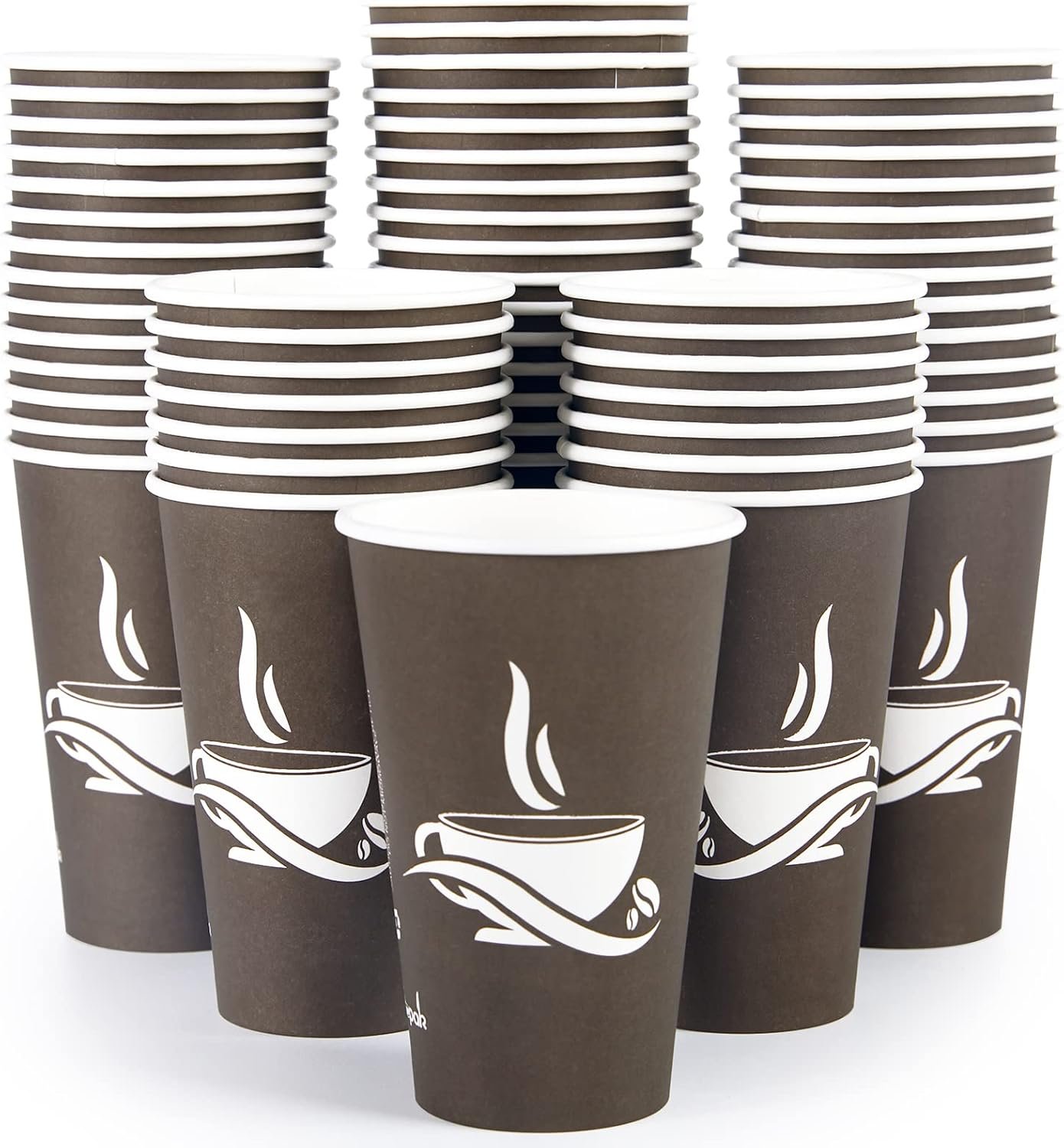 LITOPAK 210 Pack 16 oz Paper Cups, Brown Disposable Hot Coffee Cups for Party, Picnic, Travel, and Events