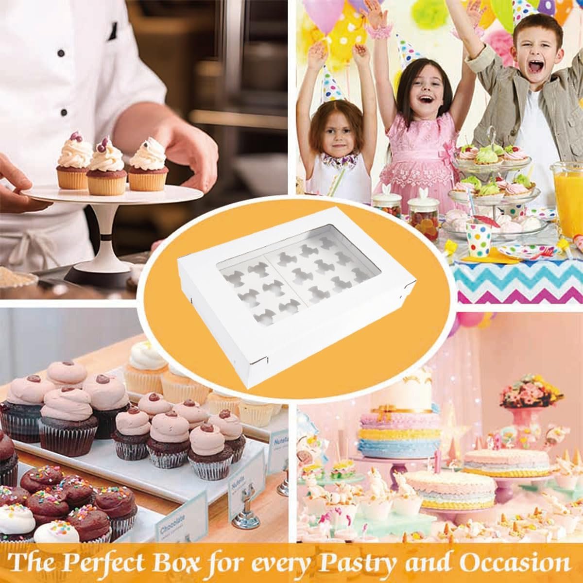 Wholesale 6-Pack Window Cupcake Boxes Holds 24 Standard Mini Cupcakes Adjustable Height Corrugated Bakery Boxes Cakes Cookies Donuts Muffins Pastries 17.7x11.8x4 Inch Factory