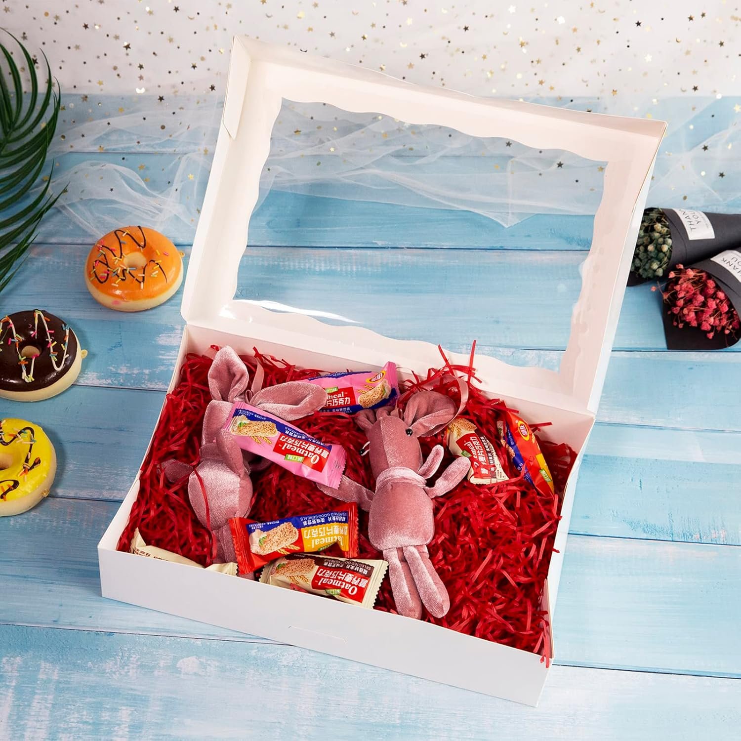 Wholesale 8-Pack 12x8x2.5 Inch White Bakery Boxes with Window Lid - Large Auto-Pop Up Paper for Donuts Muffins Pastries Cookies Chocolate Strawberries Factory Wholesale 8-Pack 12x8x2.5 Inch White Bakery Boxes with Window Lid - Large Auto-Pop Up Paper for Donuts Muffins Pastries Cookies Chocolate Strawberries Factory