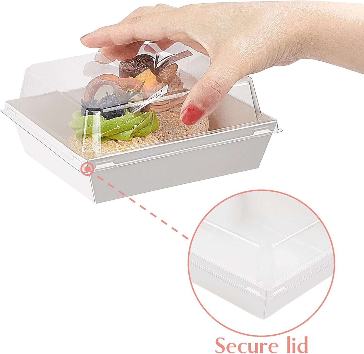 Wholesale 5 Inch Small Charcuterie Boxes with Clear Lids Disposable Paper Food Containers Bakery Dessert for Sandwiches Cookies Pastries Cake Slices White 50ct Factory