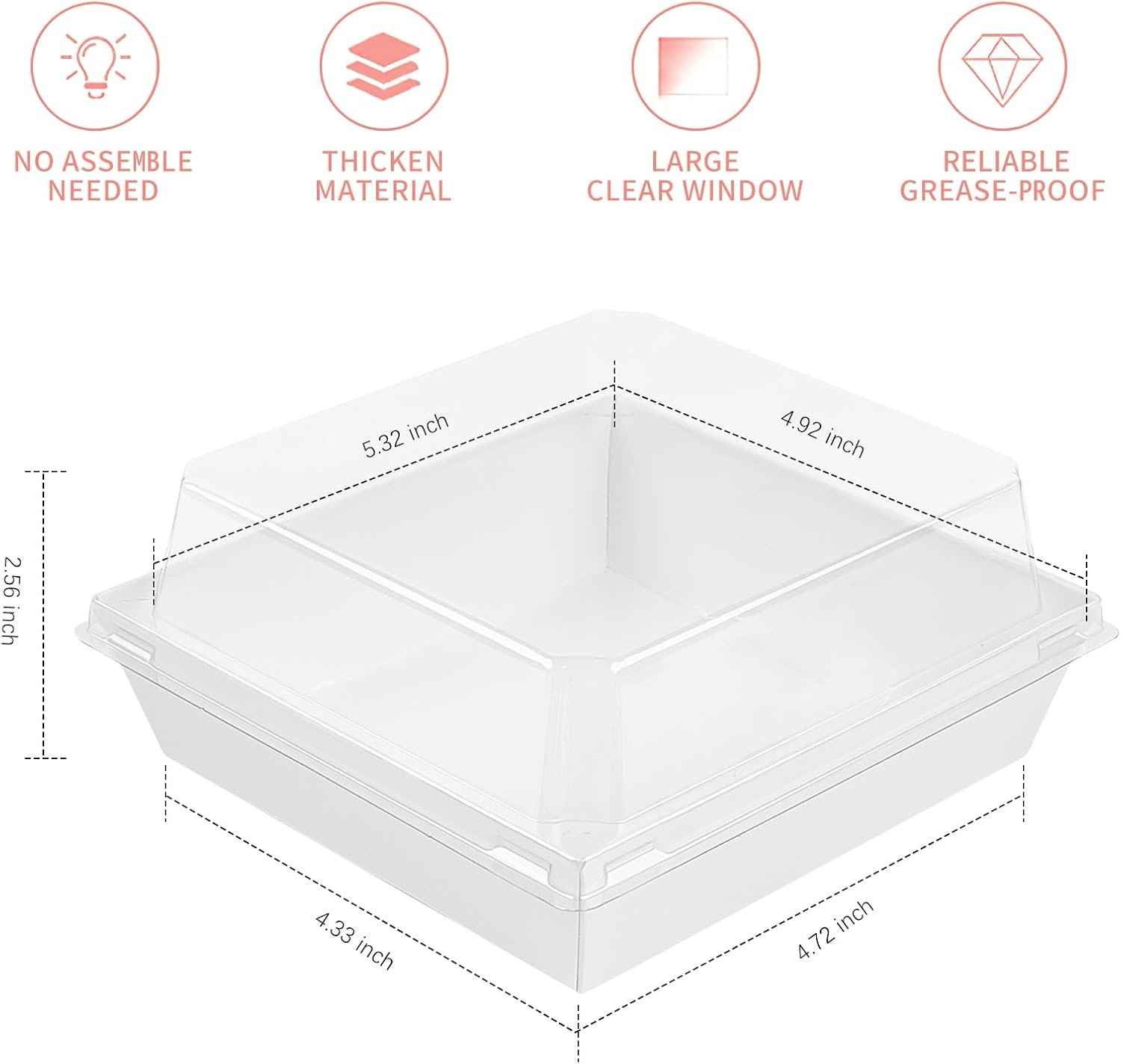 Wholesale 5 Inch Small Charcuterie Boxes with Clear Lids Disposable Paper Food Containers Bakery Dessert for Sandwiches Cookies Pastries Cake Slices White 50ct Factory