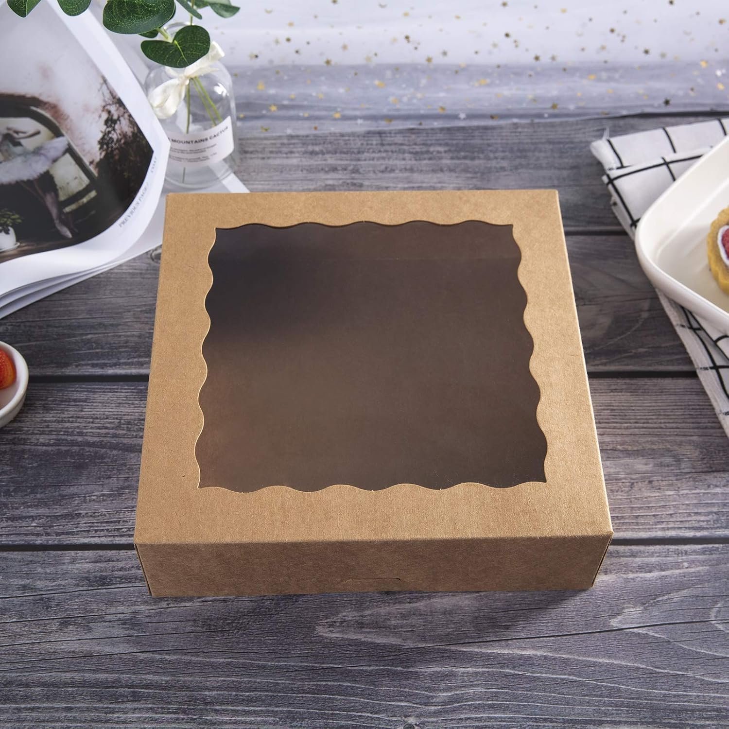 Wholesale 12x12x2.5in Kraft Bakery Pie Boxes PVC Window Disposable Brown Pack of 15 Factory