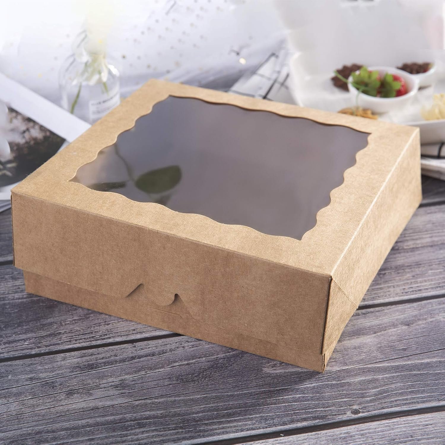 Wholesale 12x12x2.5in Kraft Bakery Pie Boxes PVC Window Disposable Brown Pack of 15 Factory