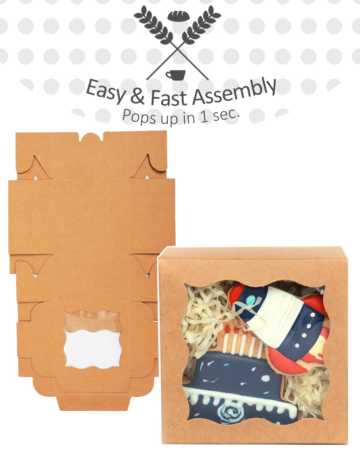 Wholesale 4x4x2.5 Inch Brown Bakery Boxes with Window 30 Packs Macaron Donut Pastry Mini Cookie Boxes for Party Factory