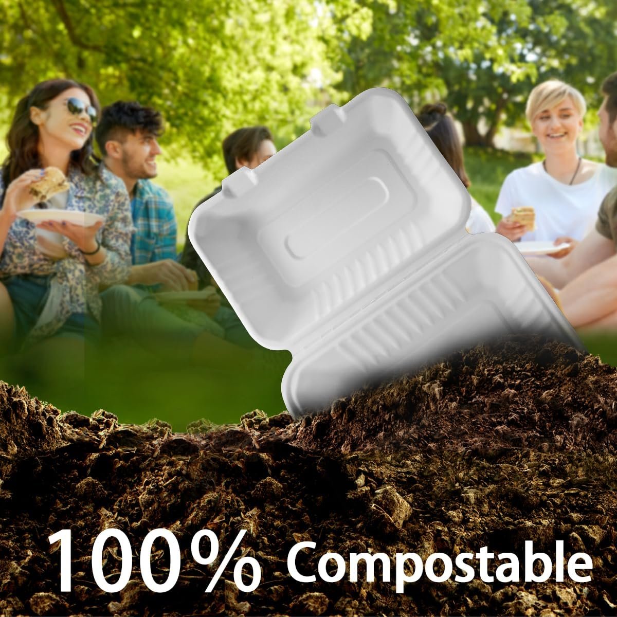 Wholesale 9x6 Inch Heavy Duty Clamshell Takeout Containers 75 Pack Compostable Bagasse Boxes with Lids Disposable To-Go for Lunch Salad Meal Prep Factory Wholesale 9x6 Inch Heavy Duty Clamshell Takeout Containers 75 Pack Compostable Bagasse Boxes with Lids Disposable To-Go for Lunch Salad Meal Prep Factory