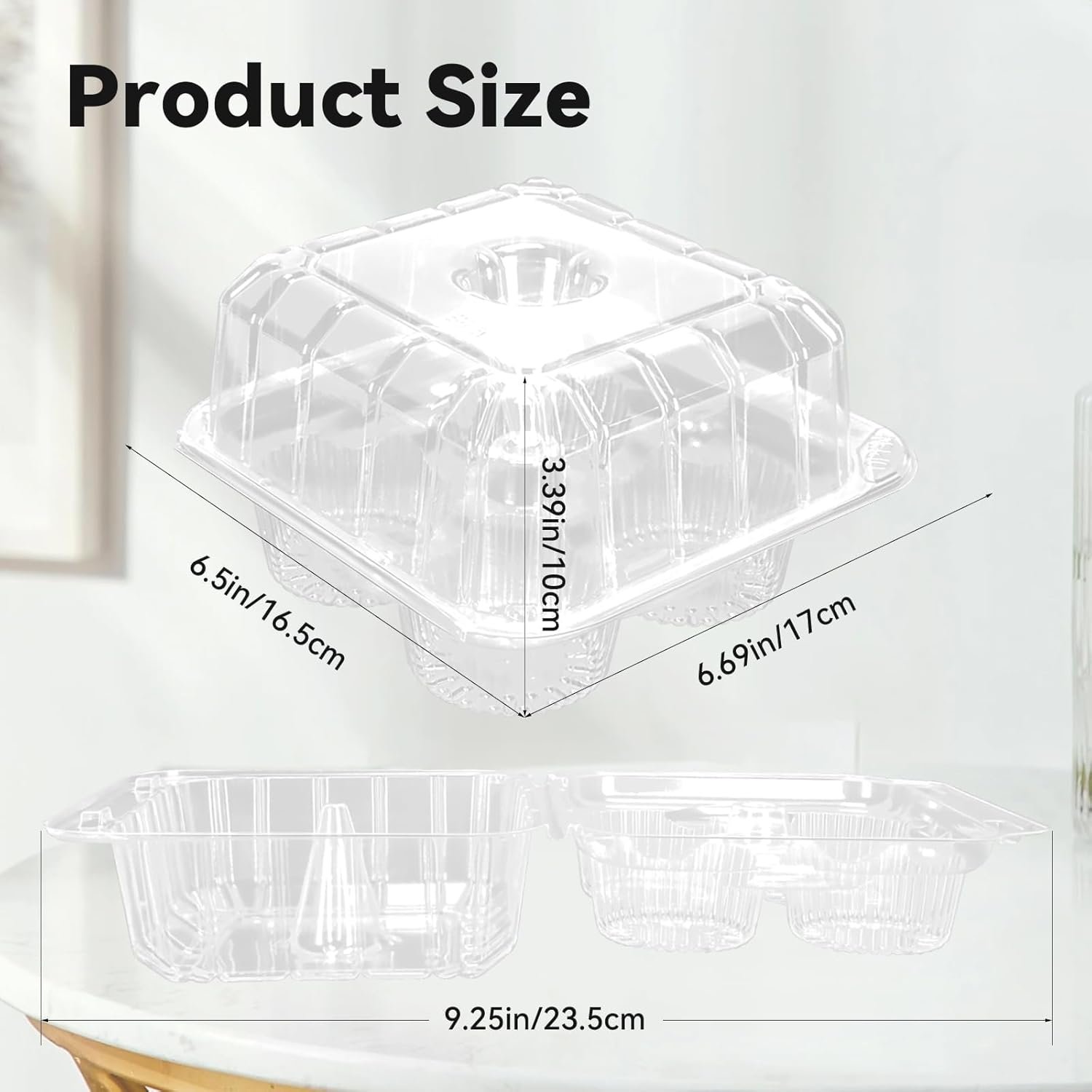 Wholesale 40-Pack 4-Compartment 4-Cavity Clear Plastic Cupcake Boxes Holders Containers Factory