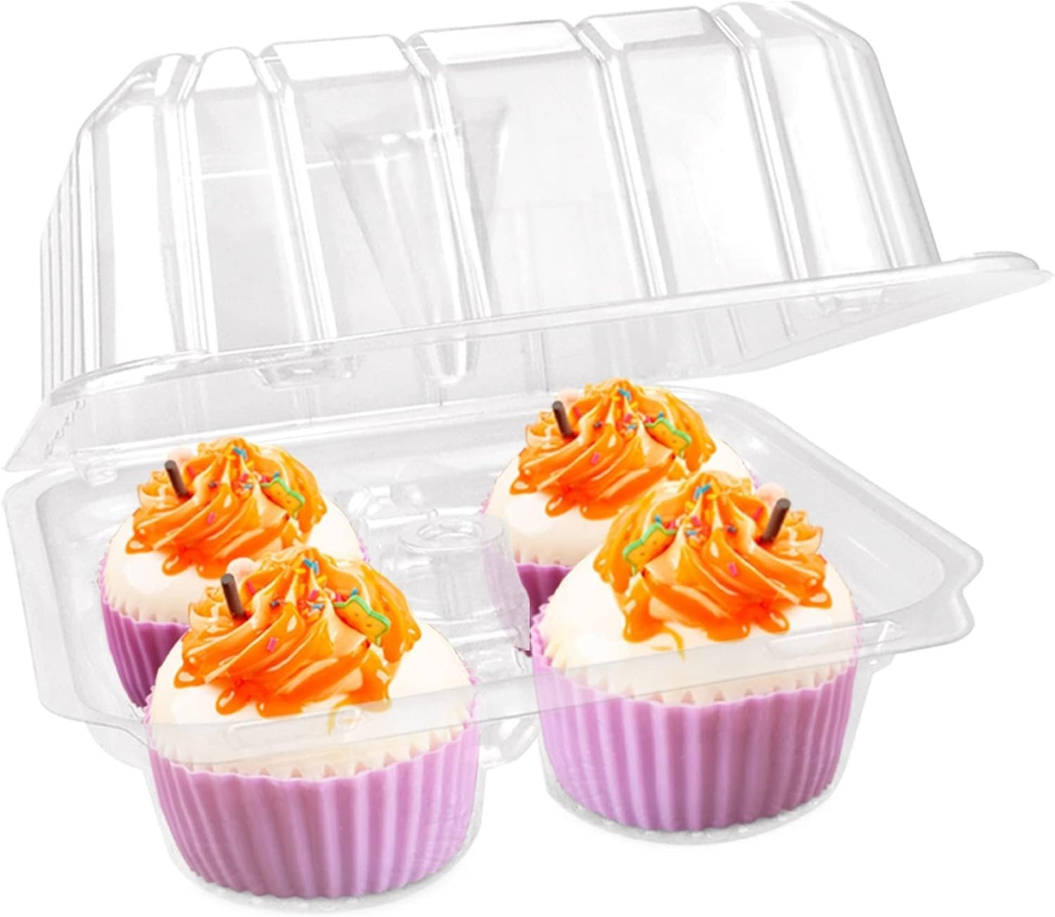 Wholesale 40-Pack 4-Compartment 4-Cavity Clear Plastic Cupcake Boxes Holders Containers Factory