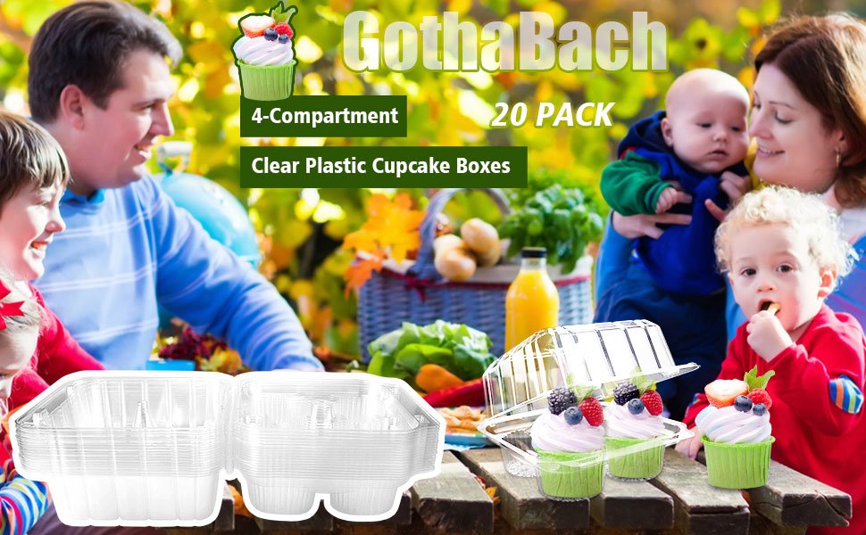 Wholesale 40-Pack 4-Compartment 4-Cavity Clear Plastic Cupcake Boxes Holders Containers Factory