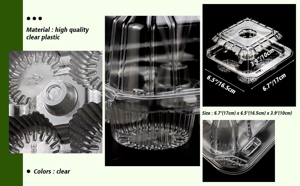 Wholesale 40-Pack 4-Compartment 4-Cavity Clear Plastic Cupcake Boxes Holders Containers Factory