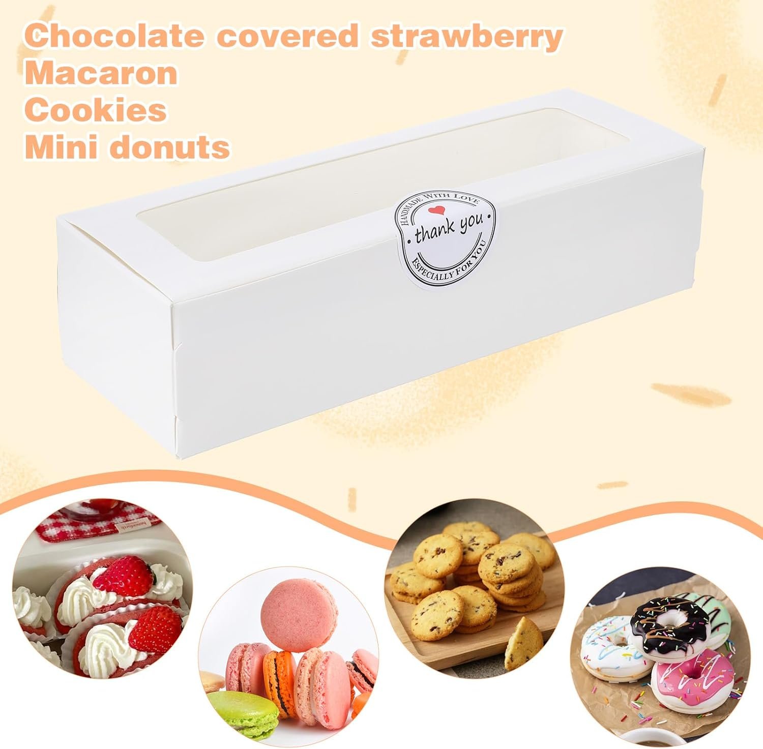 Wholesale 100 Pack 8x3x2 Inch White Macaron Pastry Boxes Clear Window 100 Stickers Holds 6-10 Macarons Cookies Truffles Wedding DIY Gifts Factory