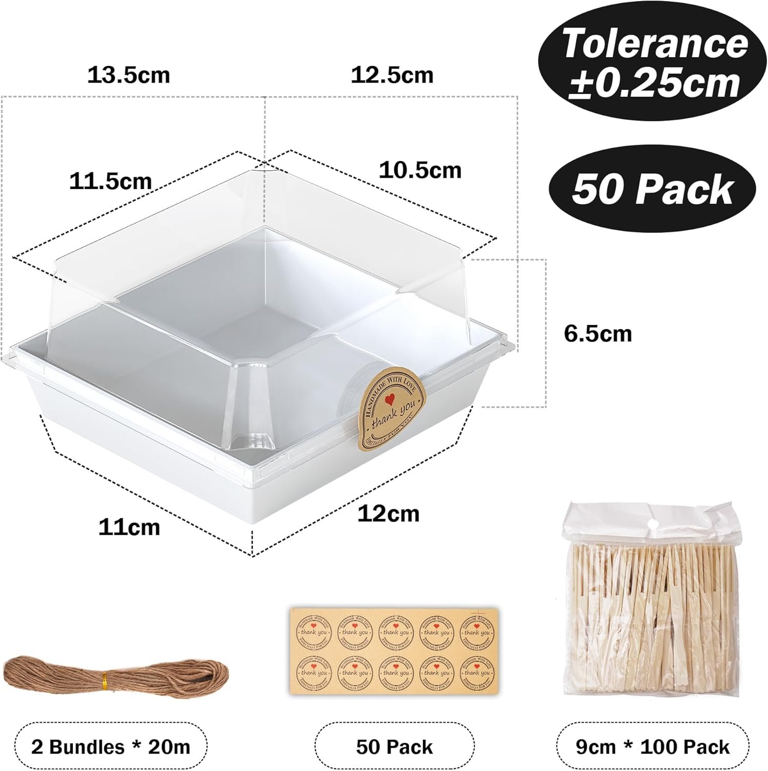 Wholesale 50 Pack Mini Charcuterie Boxes with Clear Lids Disposable Paper Food Containers White Dessert Boxes for Sandwiches Cookies Sushi Includes Strings Stickers 100 Forks Factory