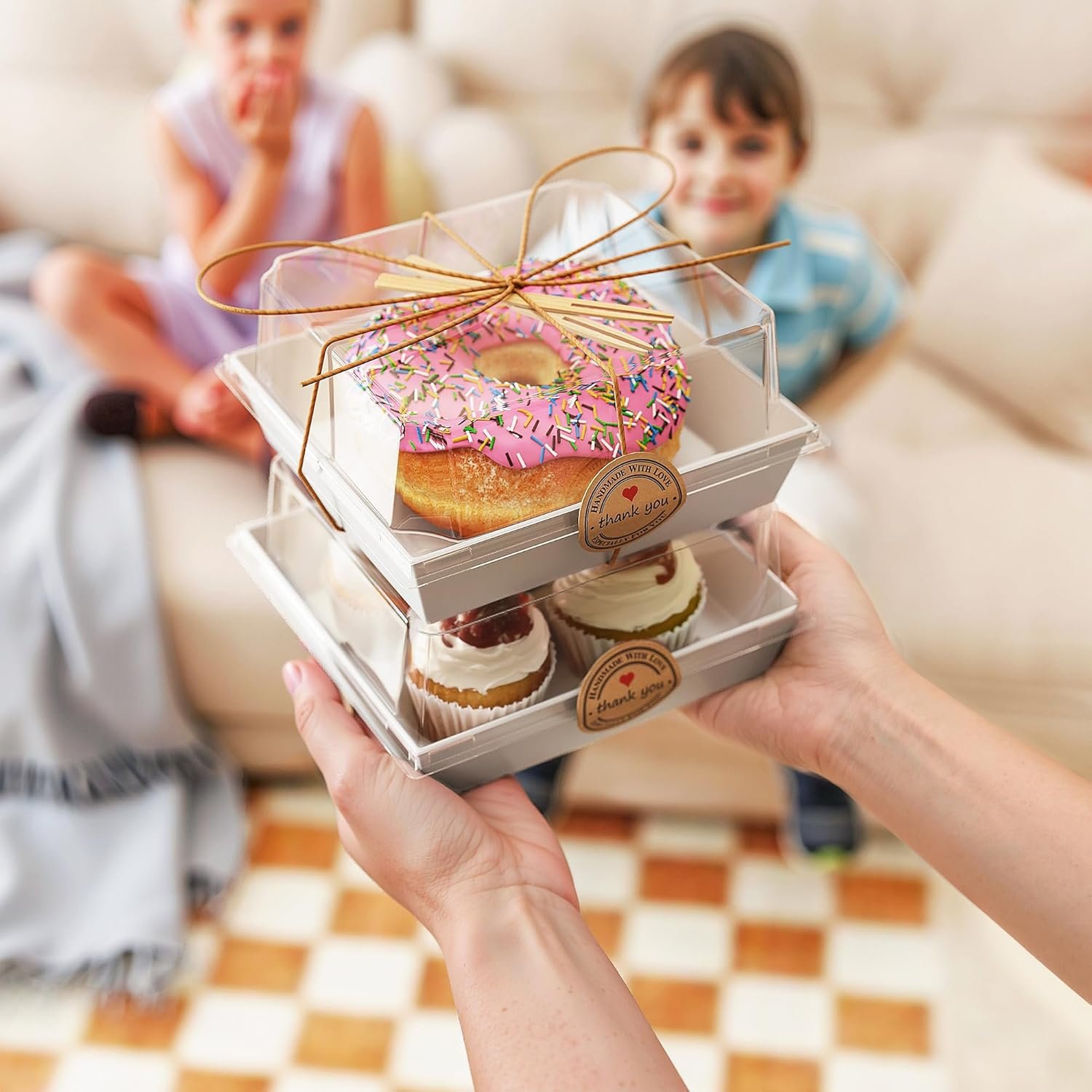 Wholesale 50 Pack Mini Charcuterie Boxes with Clear Lids Disposable Paper Food Containers White Dessert Boxes for Sandwiches Cookies Sushi Includes Strings Stickers 100 Forks Factory