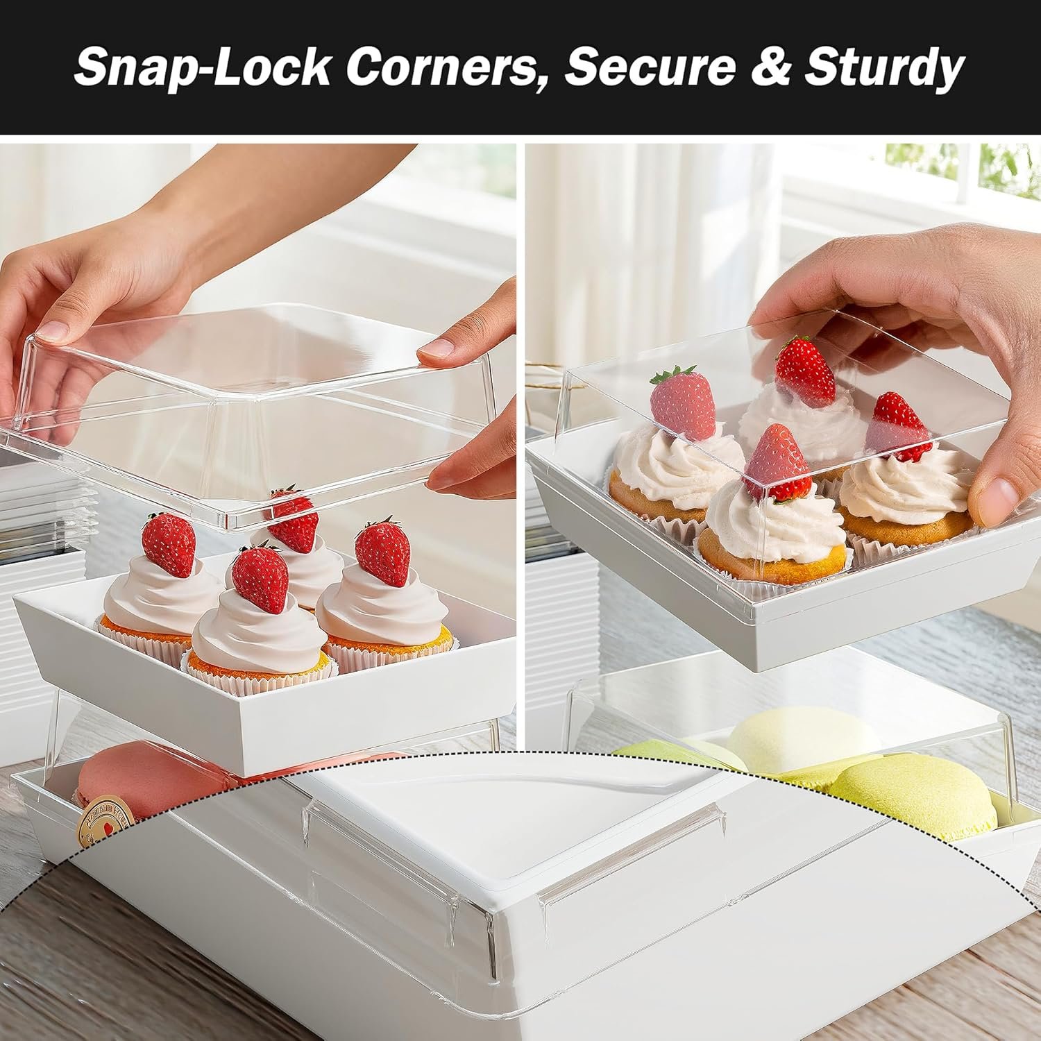 Wholesale 50 Pack Mini Charcuterie Boxes with Clear Lids Disposable Paper Food Containers White Dessert Boxes for Sandwiches Cookies Sushi Includes Strings Stickers 100 Forks Factory