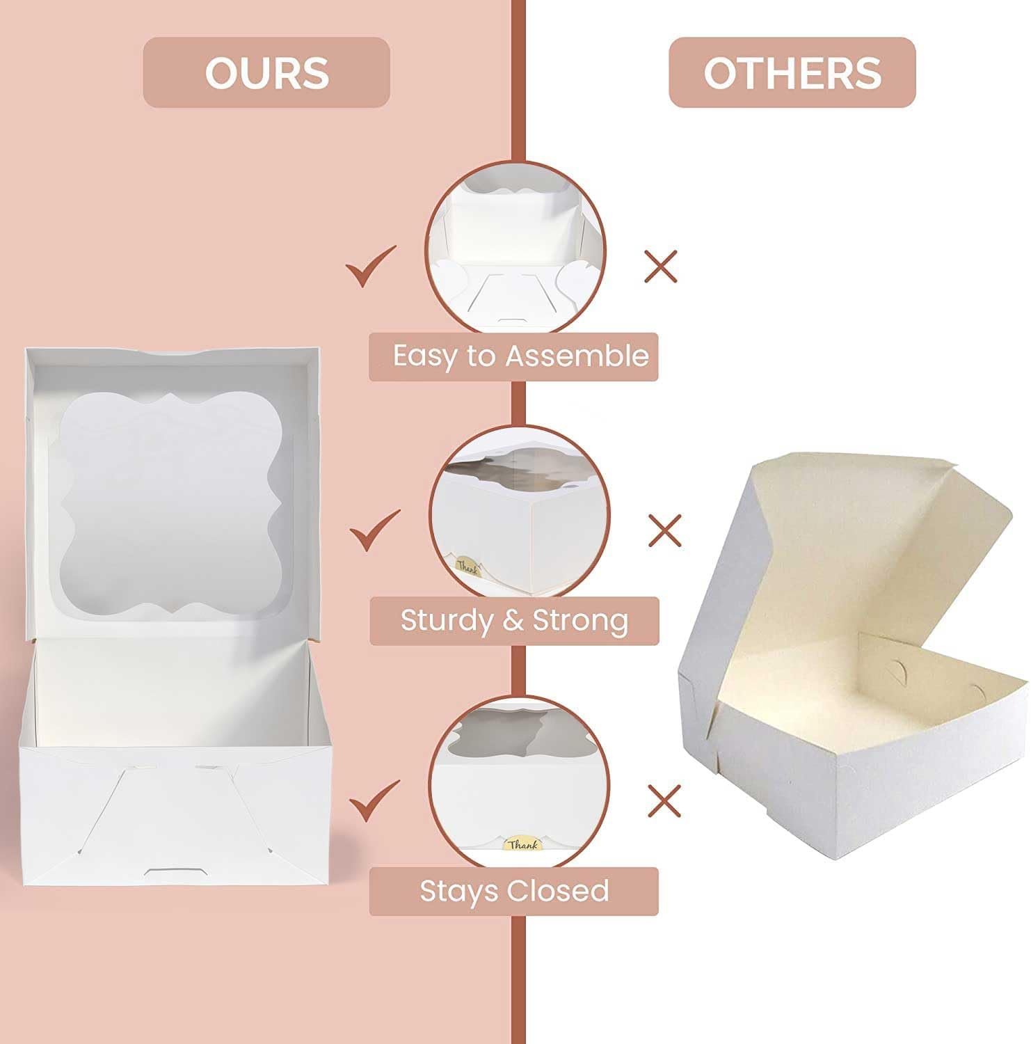 Wholesale 30-Pack 6x6x3 Bakery Boxes with Window for Cookies Cakes Pastries Strawberries Desserts Candy Charcuterie Baked Goods White Factory Wholesale 30-Pack 6x6x3 Bakery Boxes with Window for Cookies Cakes Pastries Strawberries Desserts Candy Charcuterie Baked Goods White Factory