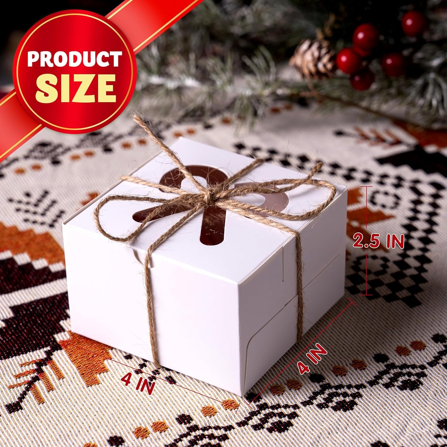 Wholesale 36 Pack 4x4x2.5 Inch White Christmas Cookie Boxes with Window Bakery Treats Gift Boxes for Holiday Party Favors Pastries Cupcakes Donuts Brownies Factory