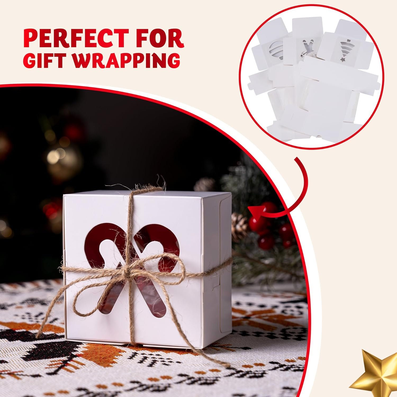 Wholesale 36 Pack 4x4x2.5 Inch White Christmas Cookie Boxes with Window Bakery Treats Gift Boxes for Holiday Party Favors Pastries Cupcakes Donuts Brownies Factory