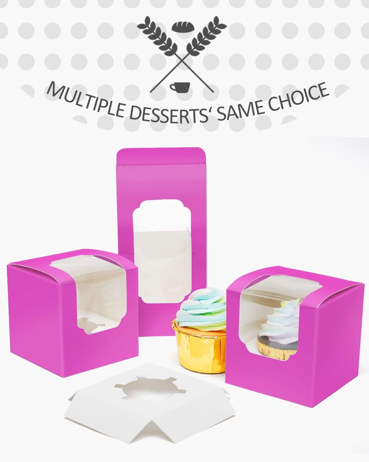 Wholesale 3.5x3.5x3.5 Inch Individual Cupcake Boxes Auto Pop-Up Containers 60 Pack with Inserts Factory