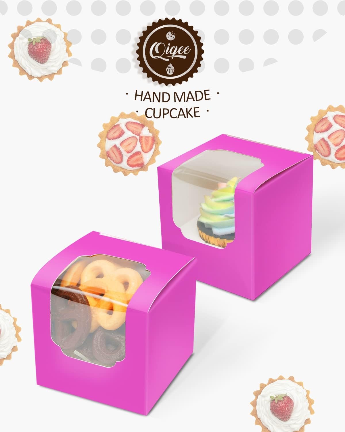 Wholesale 3.5x3.5x3.5 Inch Individual Cupcake Boxes Auto Pop-Up Containers 60 Pack with Inserts Factory
