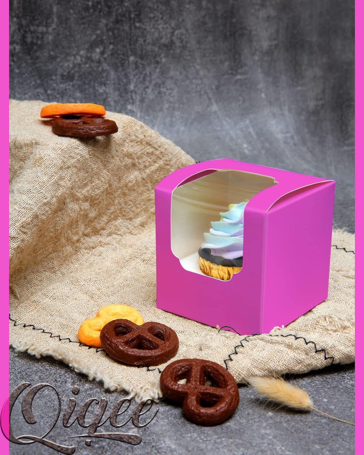 Wholesale 3.5x3.5x3.5 Inch Individual Cupcake Boxes Auto Pop-Up Containers 60 Pack with Inserts Factory