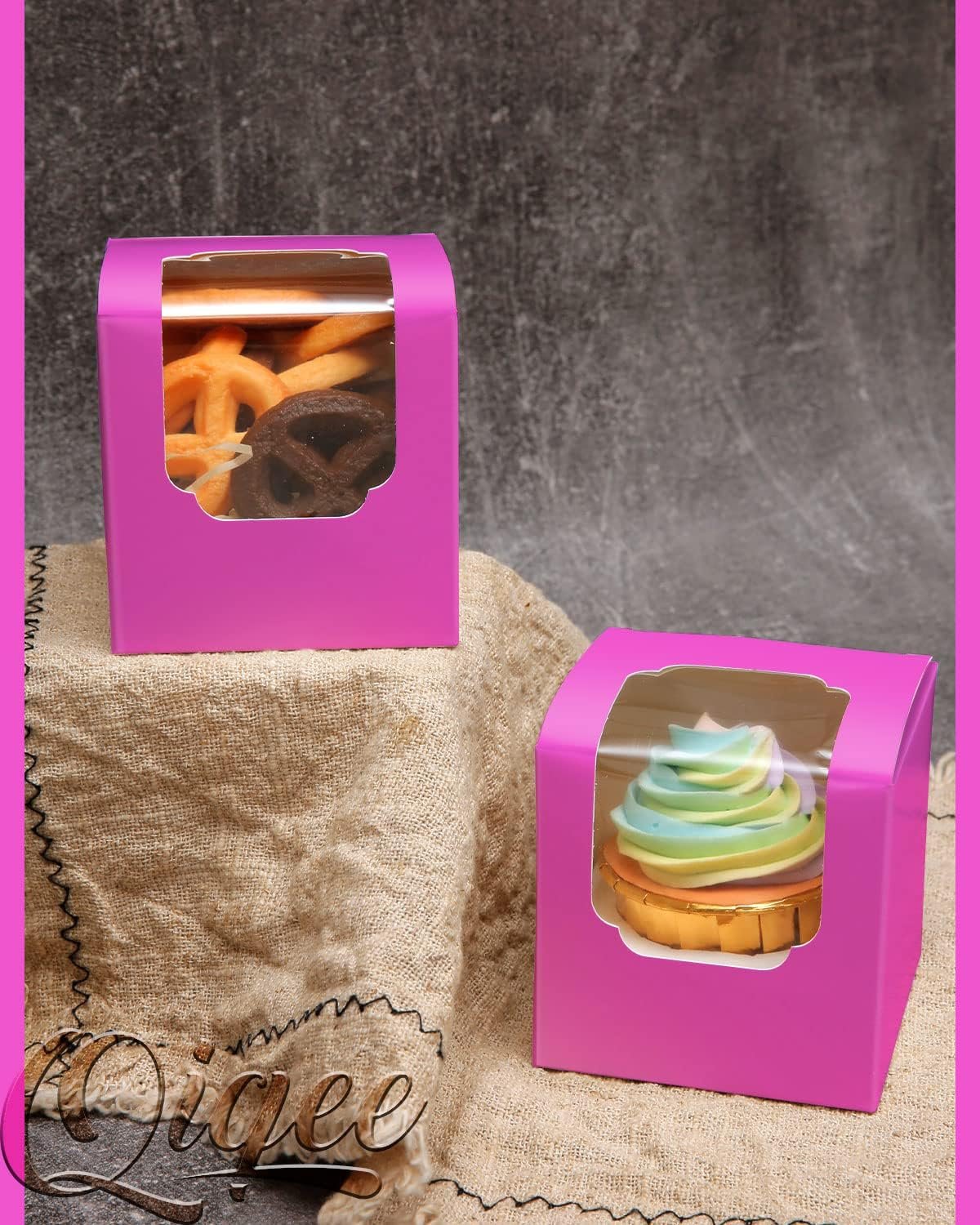 Wholesale 3.5x3.5x3.5 Inch Individual Cupcake Boxes Auto Pop-Up Containers 60 Pack with Inserts Factory