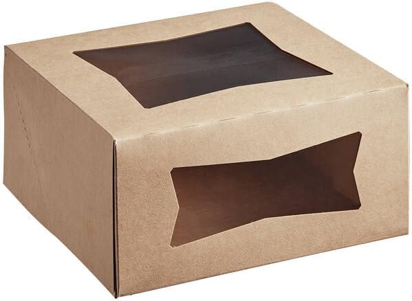 Wholesale 8x8x4 Inch Auto-Popup Square Bakery Boxes with Window Kraft Paperboard 150 Count Case for Cakes Pastries Factory