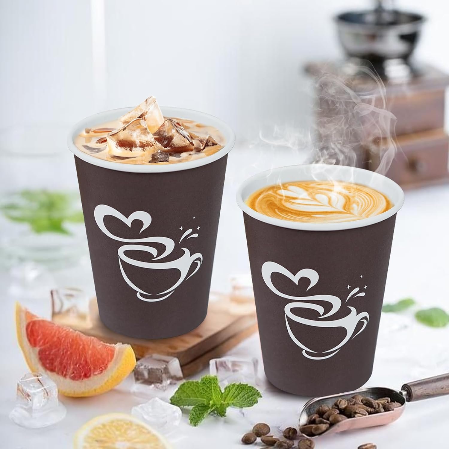 Wholesale 300 Pack 12oz Brown Paper Coffee Cups Disposable Hot Cold Beverage Party Travel Picnic Factory