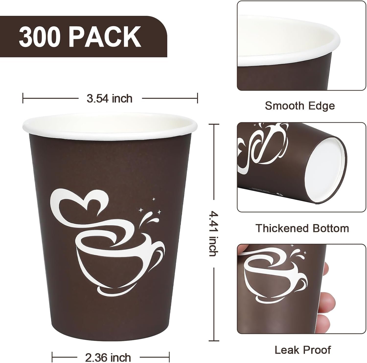 Wholesale 300 Pack 12oz Brown Paper Coffee Cups Disposable Hot Cold Beverage Party Travel Picnic Factory