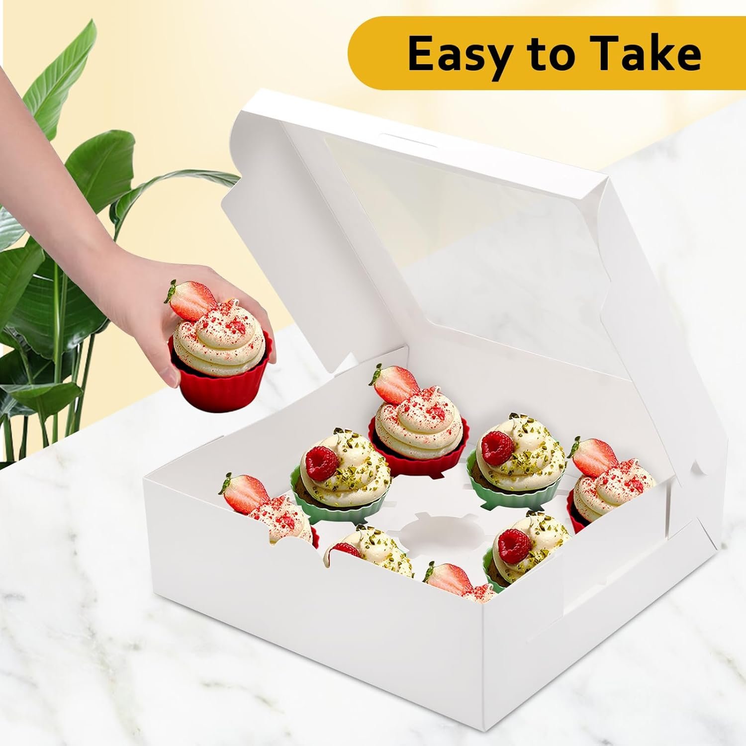 Wholesale 9x9x3 Inch 9-Count White Cupcake Boxes Window Insert Set of 8 for Muffins Cookies Factory