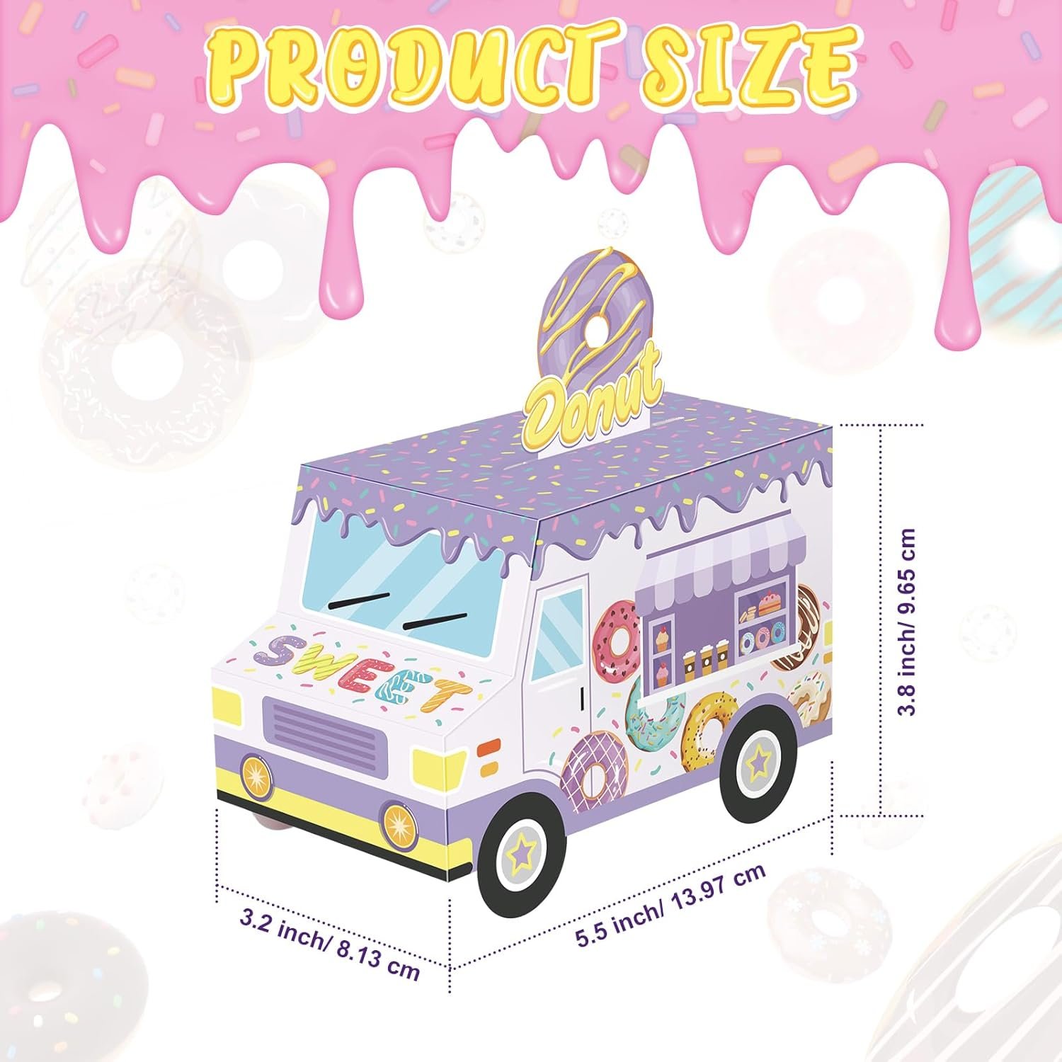 Wholesale 24pcs Donut Party Favor Boxes Sweet Truck Treat Goodie Candy Gift Bags Doughnut Grow Up Theme 1st 2nd Birthday Baby Shower Table Decor Factory