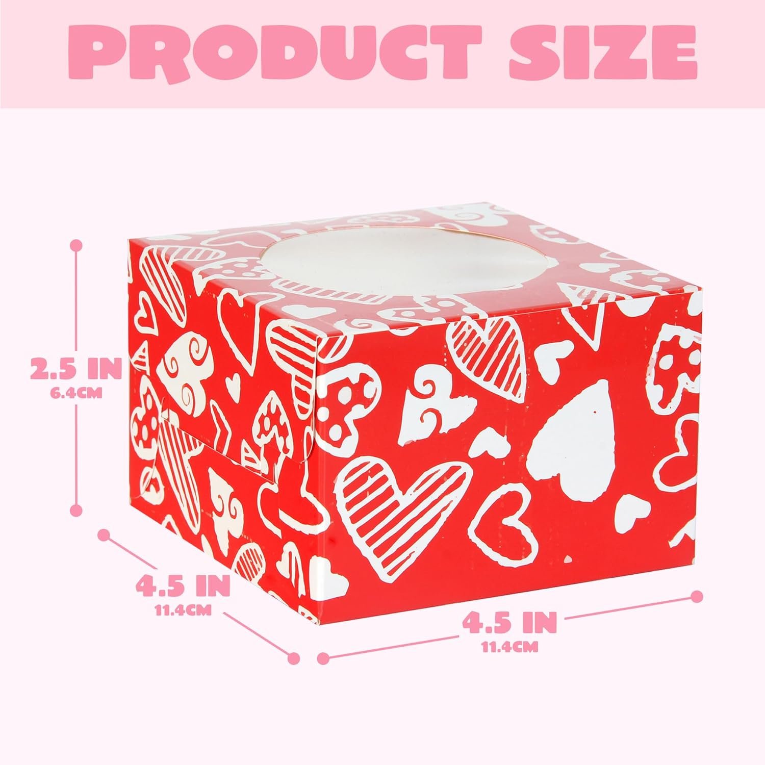 Wholesale 24 Pcs Valentine’s Day Treat Boxes with Window for Cupcakes Cookies Pastries Doughnuts Brownies Truffles Factory