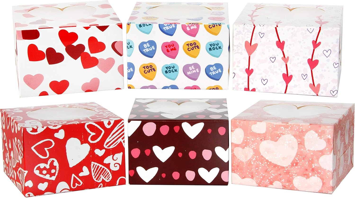 Wholesale 24 Pcs Valentine’s Day Treat Boxes with Window for Cupcakes Cookies Pastries Doughnuts Brownies Truffles Factory
