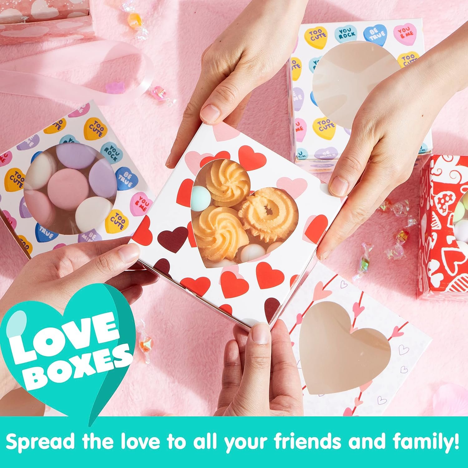 Wholesale 24 Pcs Valentine’s Day Treat Boxes with Window for Cupcakes Cookies Pastries Doughnuts Brownies Truffles Factory
