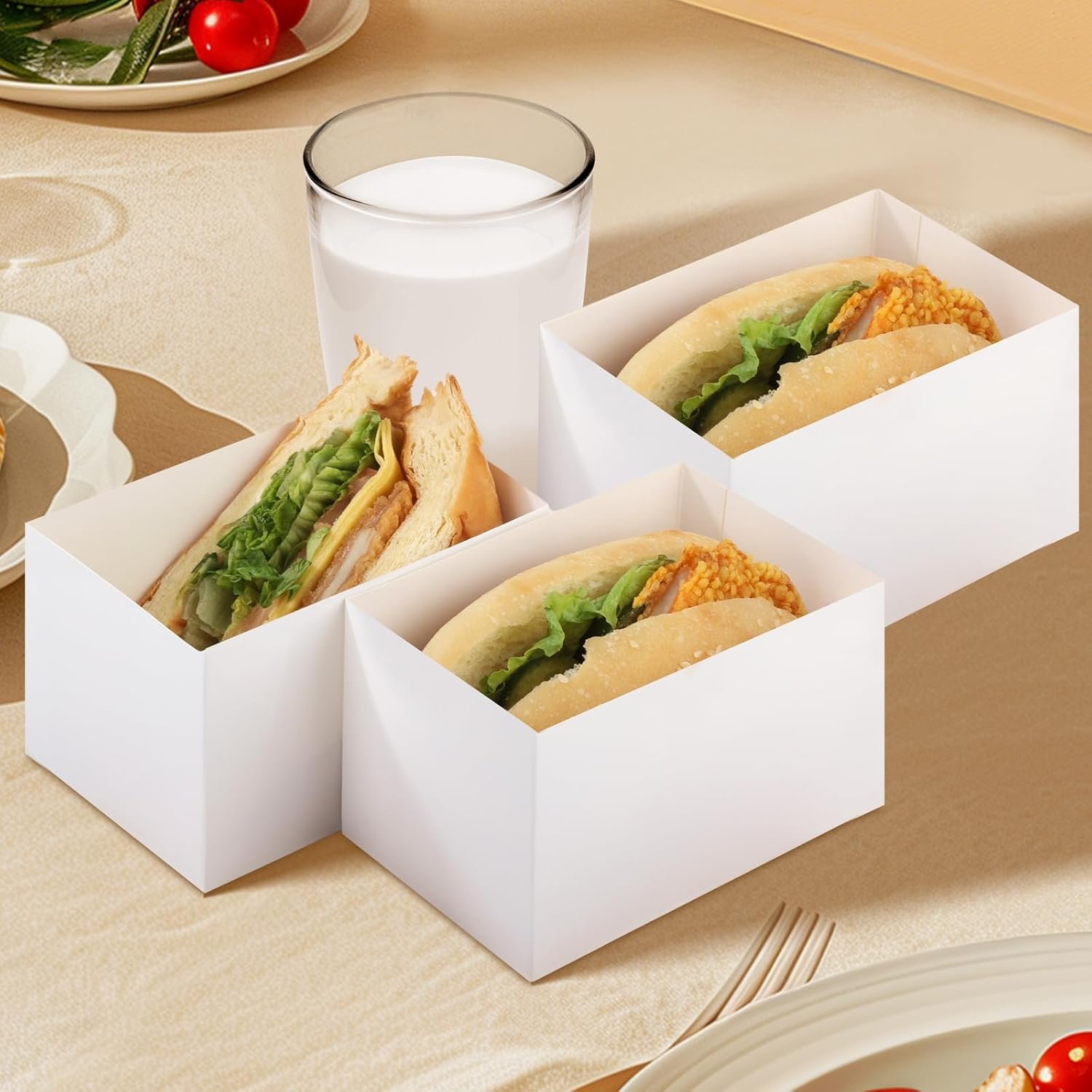 Wholesale 60 Pack 4.7x3.1x2.8 Inch White Paper Takeout Boxes for Sandwiches Burgers Donuts Toast Cakes Factory Wholesale 60 Pack 4.7x3.1x2.8 Inch White Paper Takeout Boxes for Sandwiches Burgers Donuts Toast Cakes Factory
