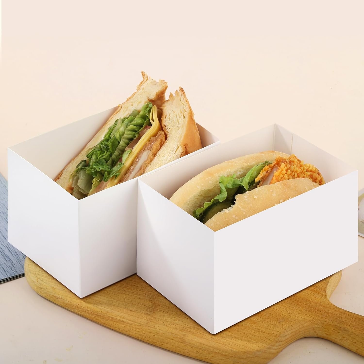Wholesale 60 Pack 4.7x3.1x2.8 Inch White Paper Takeout Boxes for Sandwiches Burgers Donuts Toast Cakes Factory Wholesale 60 Pack 4.7x3.1x2.8 Inch White Paper Takeout Boxes for Sandwiches Burgers Donuts Toast Cakes Factory