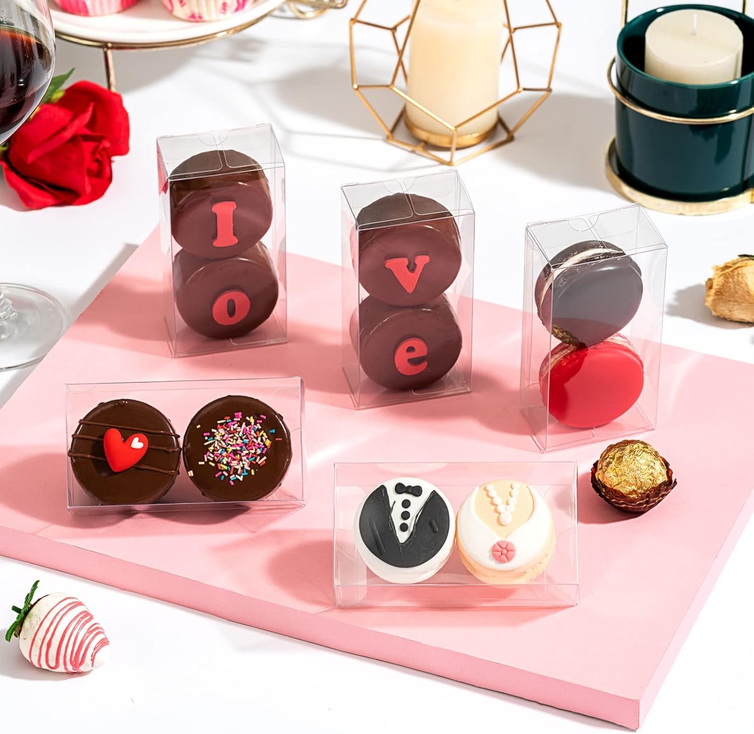 Wholesale 50-Pack Clear Macaron Boxes for 2 Mini Treat Boxes Chocolate Oreo Truffle Brownie Pastry Candy 4.17