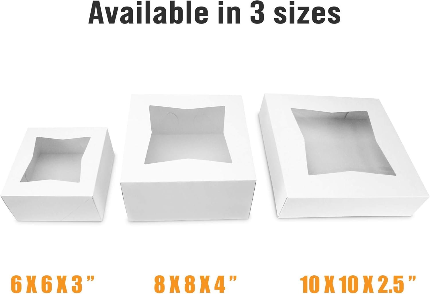 Wholesale 25 Pack 6x6x3 Auto-Popup Bakery Boxes with Window Cardboard Cookie Packaging for Cupcakes Cakes Pastries Charcuterie Treats White Factory