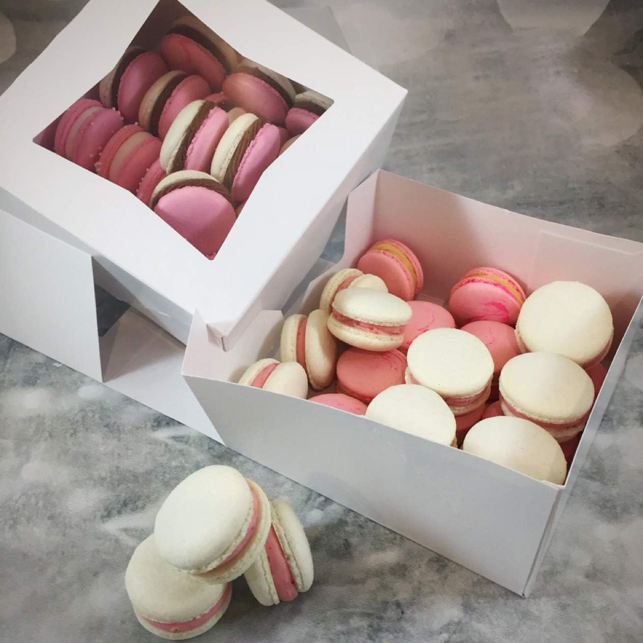 Wholesale 25 Pack 6x6x3 Auto-Popup Bakery Boxes with Window Cardboard Cookie Packaging for Cupcakes Cakes Pastries Charcuterie Treats White Factory