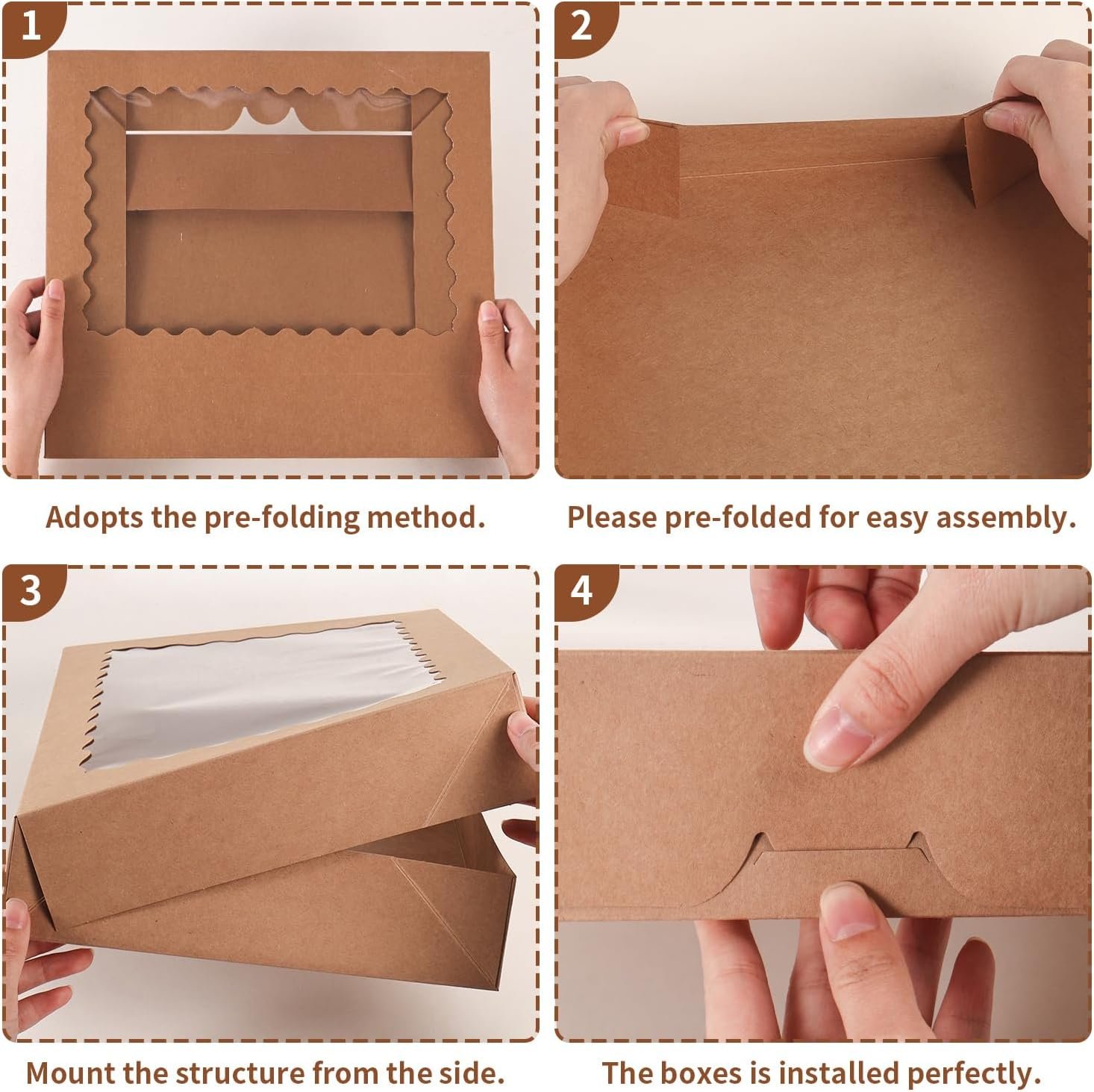 Wholesale 24 Pack 14x10x2.5 Inch Large Window Bakery Boxes for Cookies Pies Chocolate Strawberries Muffins Donuts Pastries Desserts Christmas Brown Factory