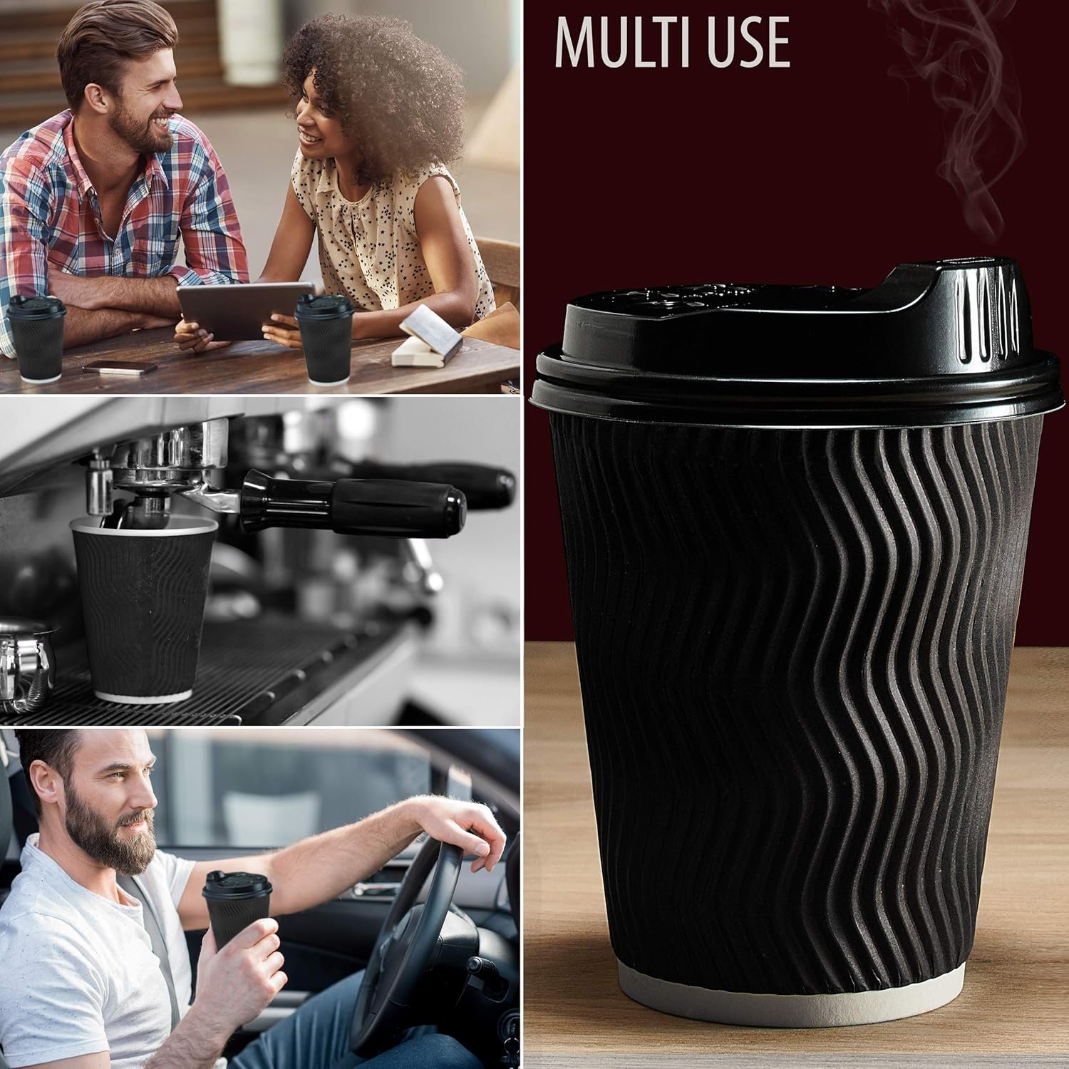 Wholesale 12oz Insulated Disposable Paper Coffee Cups with Lids Straws 100 Pack Hot Beverage Tea To Go Home Office Party Black Factory Wholesale 12oz Insulated Disposable Paper Coffee Cups with Lids Straws 100 Pack Hot Beverage Tea To Go Home Office Party Black Factory