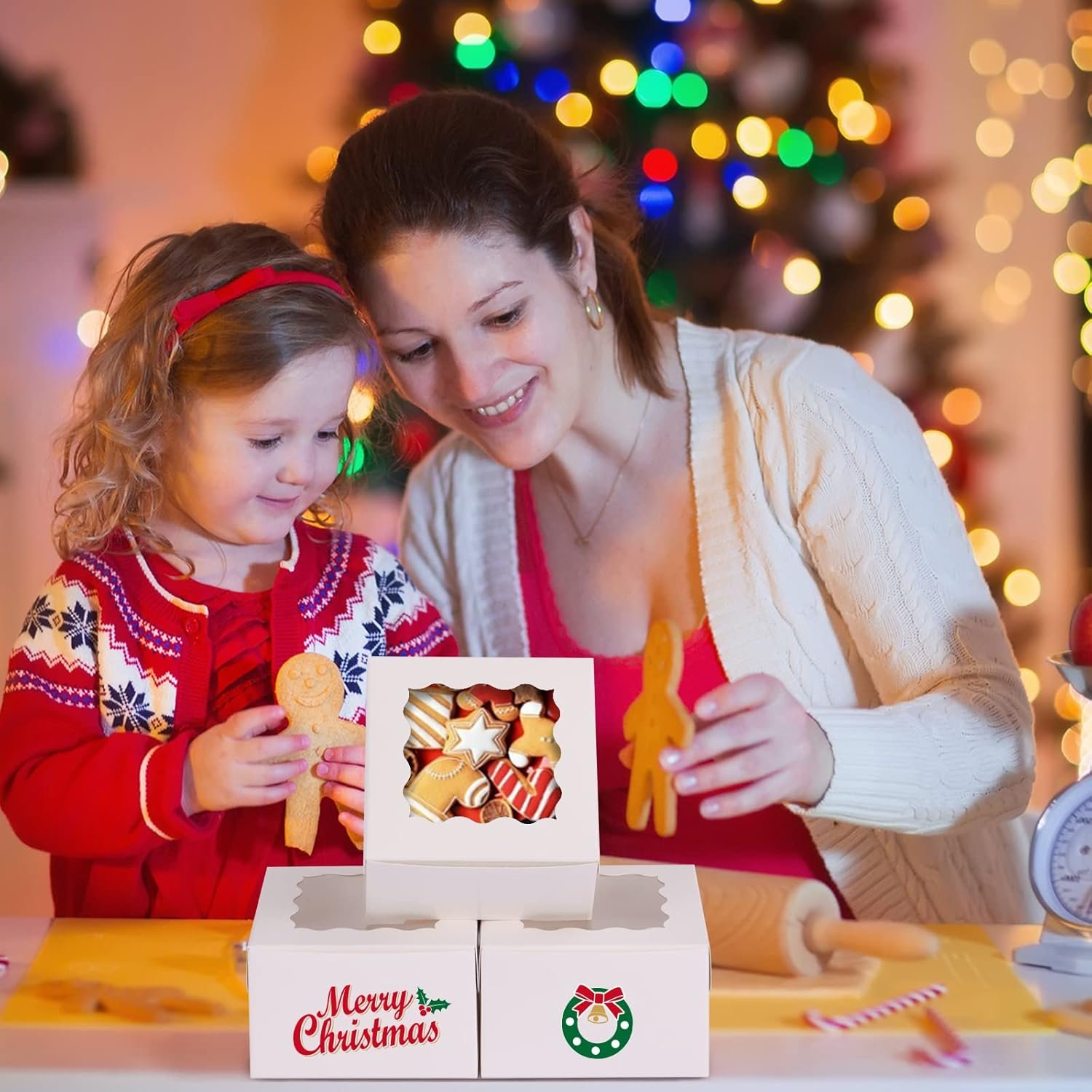 Wholesale 120pcs 4x4x2.5 Inch White Window Bakery Boxes for Cookies Cakes Donuts Treats Candy Factory