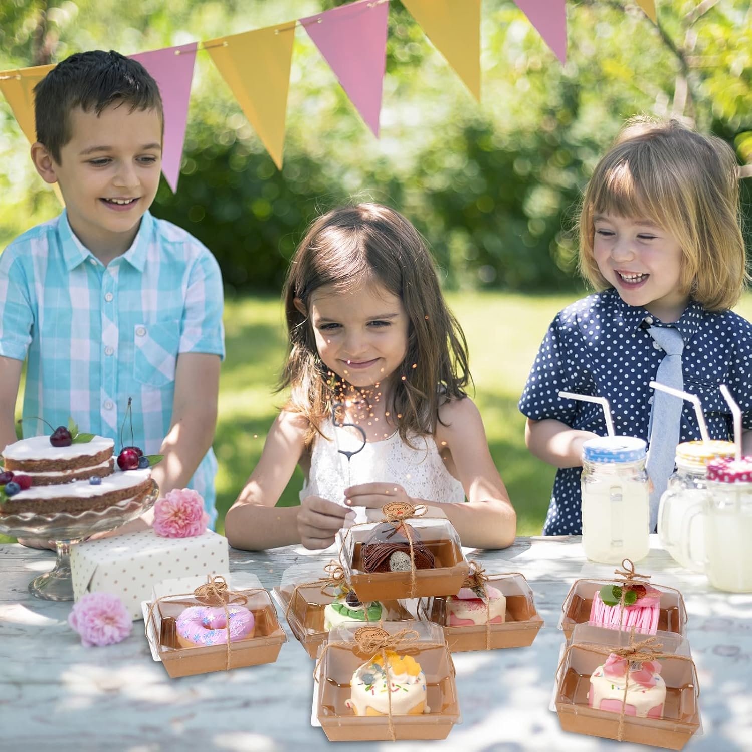 Wholesale 50 Pack 4-Inch Brown Oil-Proof Kraft Paper Charcuterie Boxes with Clear Lids for Sandwiches Cookies Cupcakes Strawberries Bakery Containers Factory